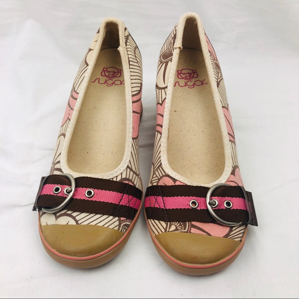 Sugar flower print canvas wedges size 7.5